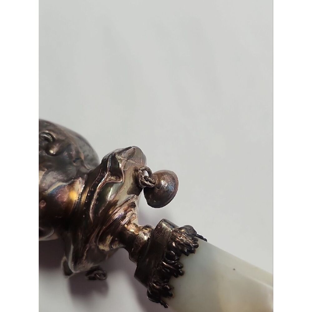 Antique Victorian Sterling Silver Baby Rattle Mother of Pearl - Picture 5 of 9